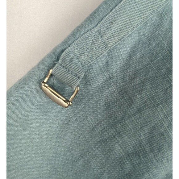 Soft Surroundings Tunic Top Womens 3X Muted Blue 100% Linen Roll Tab Shirt - Picture 8 of 15